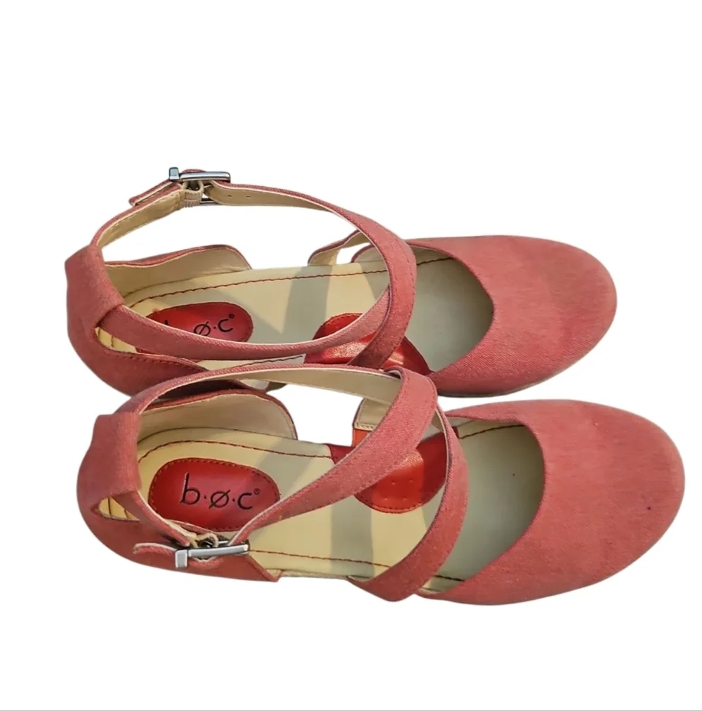 B.O.C Bree Espadrille Red Wedge Sandals Sz 11 Ankle Strap SH204